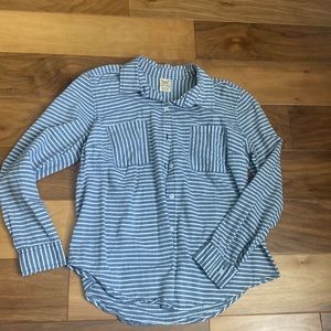 Blueish gray and white striped button up